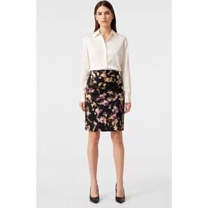 Liz Claiborne NWT Floral Pencil Skirt 6 Black Multicolor Corpcore Office Chic